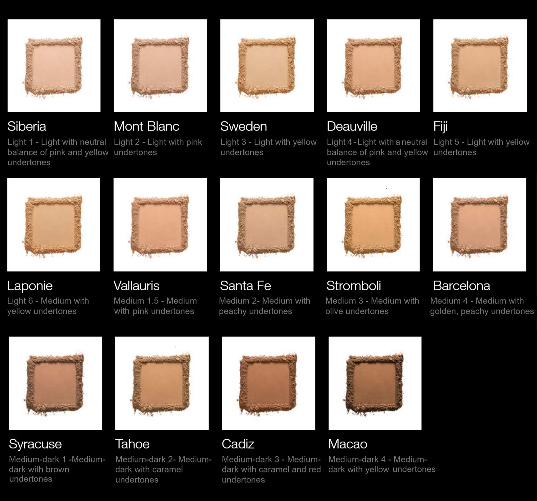 Glo Minerals Powder Foundation Color Chart